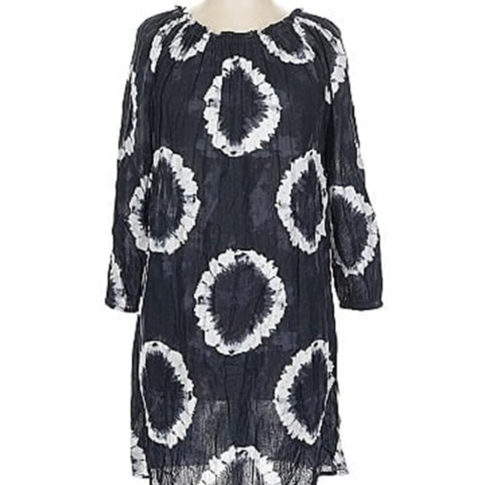 MICHAEL KORS Navy/White On/Off Shoulder Cotton Tie Dye Dress w/Belt  NWT $140 - Picture 15 of 16